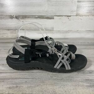 Skechers Womens Reggae Irie Mon Multi Strap Sandals Black White‎ Size 11